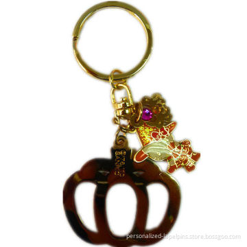 Zinc Alloy Promotional Pumpkins Metal Key Chains With Printing Logo And Gold Plated